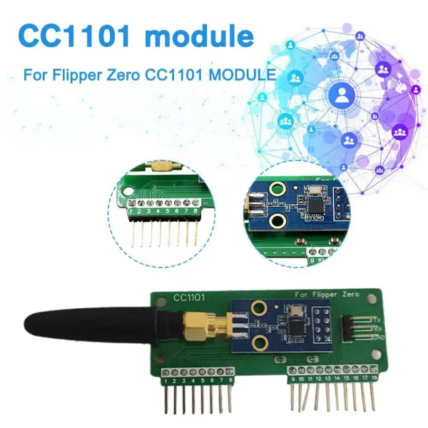 For Flipper Zero CC1101 Module Development Board 433MHz Sub-GHz GPIO Antenna for Flipper Zero External devBoard Attachment