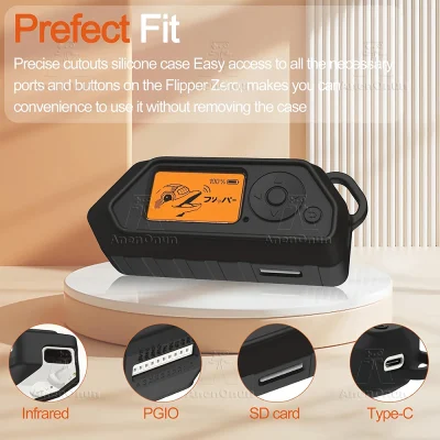 Flipper Zero Protective Silicone Case with Carabiner Anti-Fall Cover